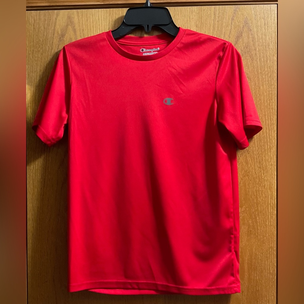 Boy’s Champion Performance Red Short Sleeve T-Shirt. Lightweight. 100% Polyester